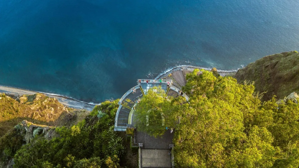 The Cabo Girão skywalk out over the sea, Madeira.